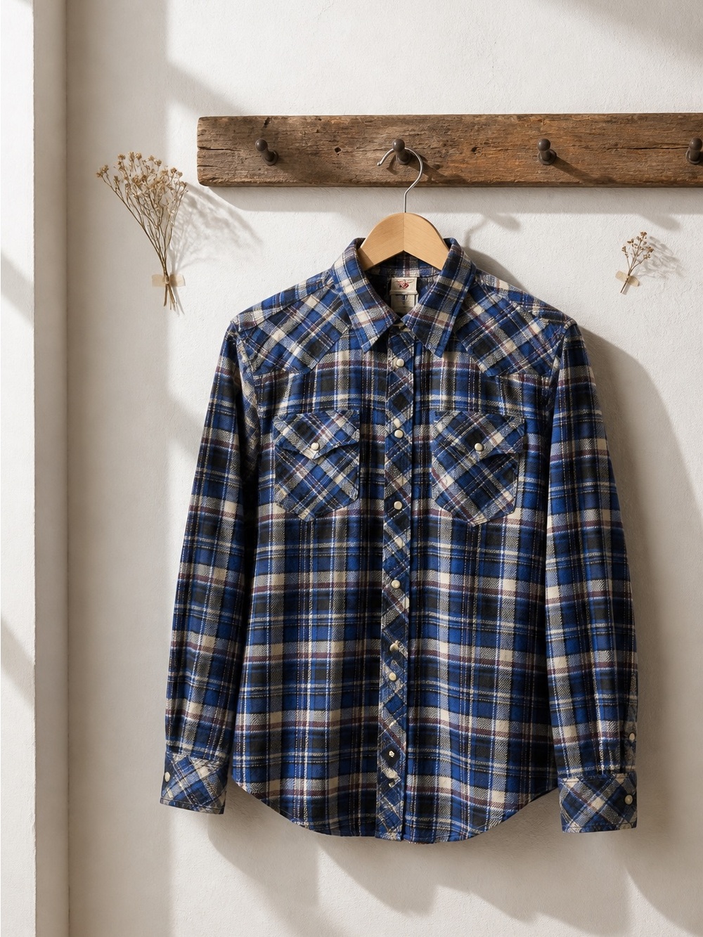 True Religion Men's Blue Plaid Casual Button-Down Shirt